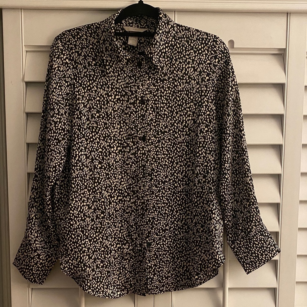 H&M Black and White Speckled Button-Down Shirt